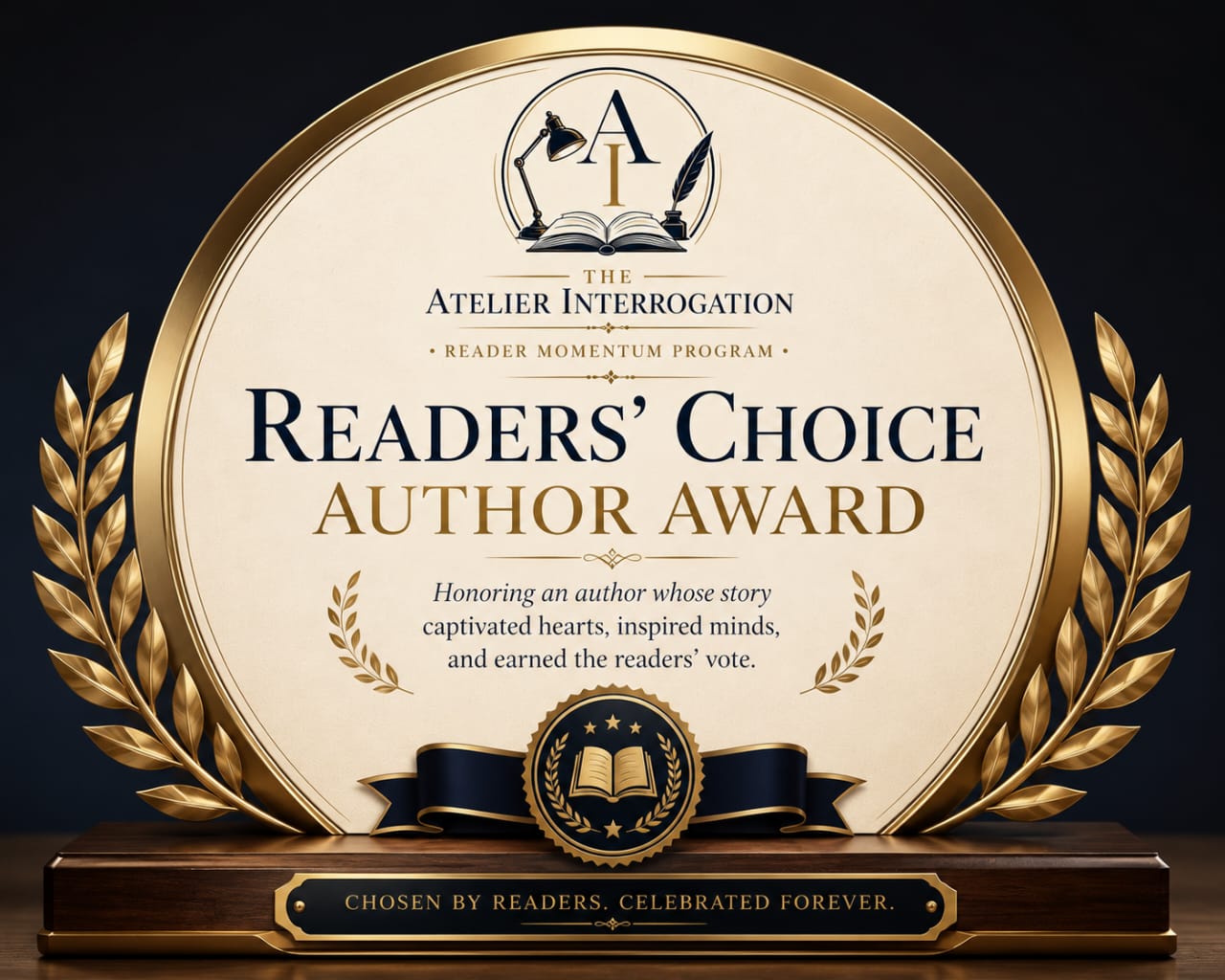 The Reader's Choice Author Award trophy